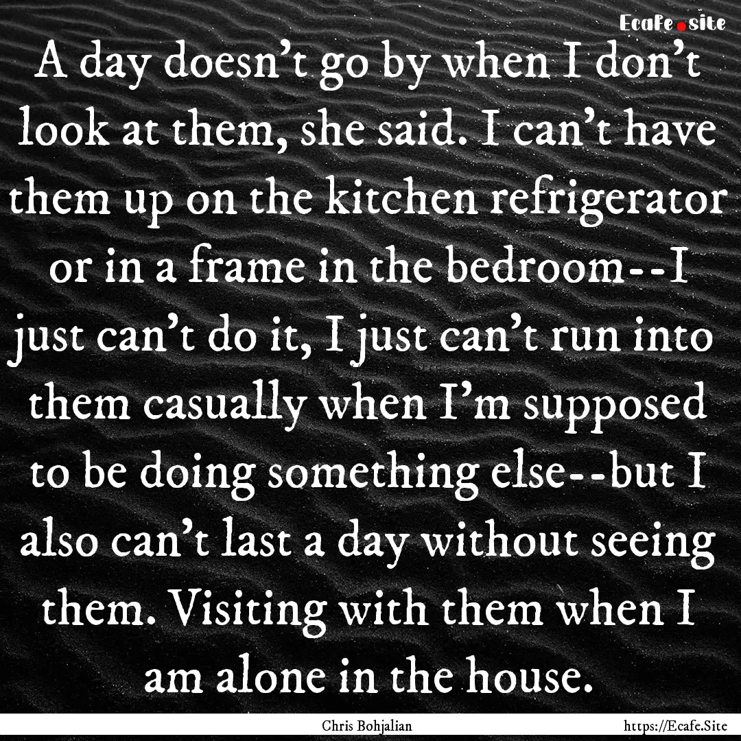 A day doesn't go by when I don't look at.... : Quote by Chris Bohjalian