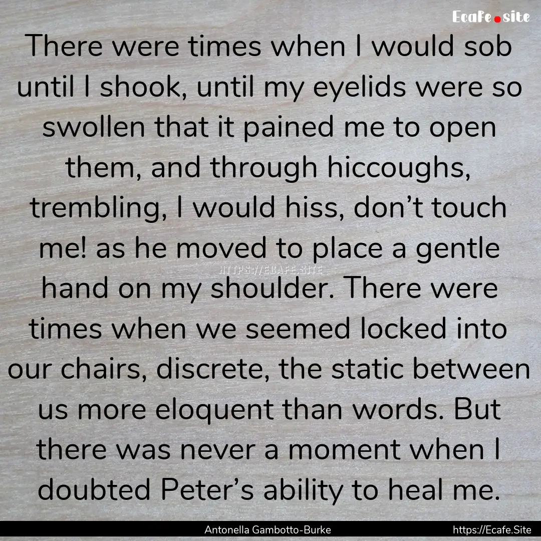 There were times when I would sob until I.... : Quote by Antonella Gambotto-Burke