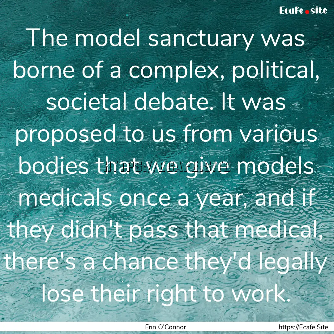 The model sanctuary was borne of a complex,.... : Quote by Erin O'Connor