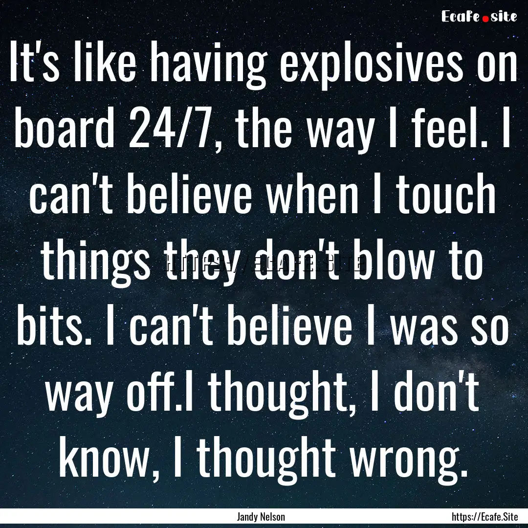 It's like having explosives on board 24/7,.... : Quote by Jandy Nelson