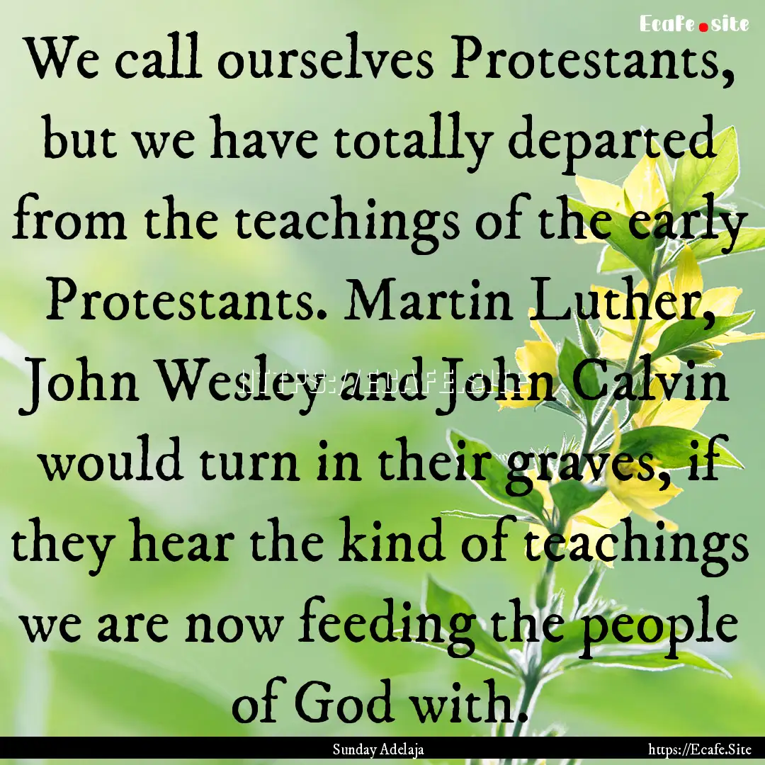 We call ourselves Protestants, but we have.... : Quote by Sunday Adelaja