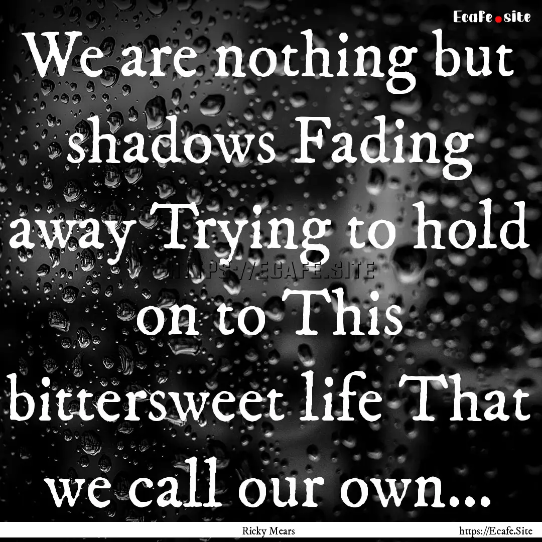 We are nothing but shadows Fading away Trying.... : Quote by Ricky Mears