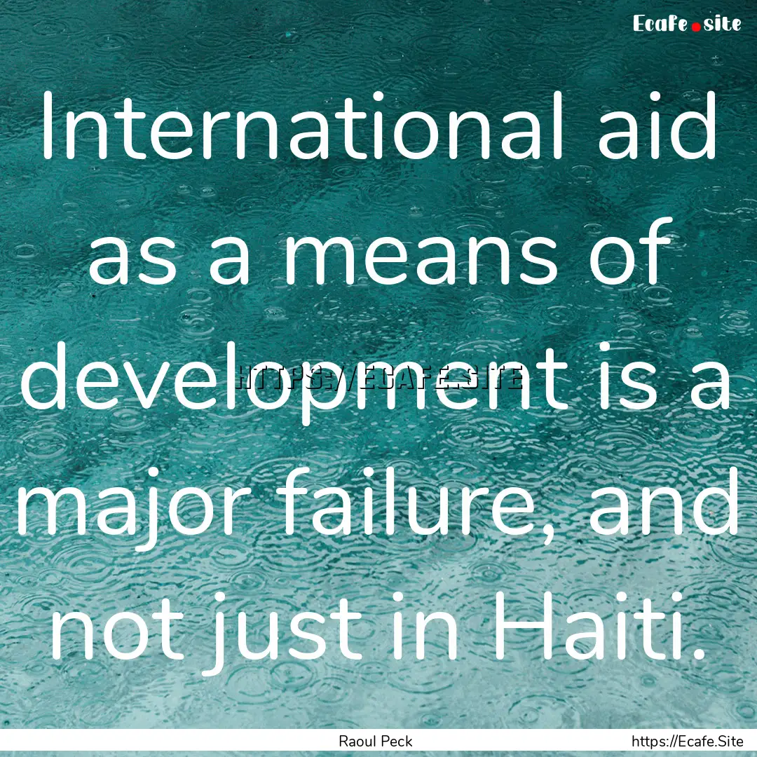 International aid as a means of development.... : Quote by Raoul Peck