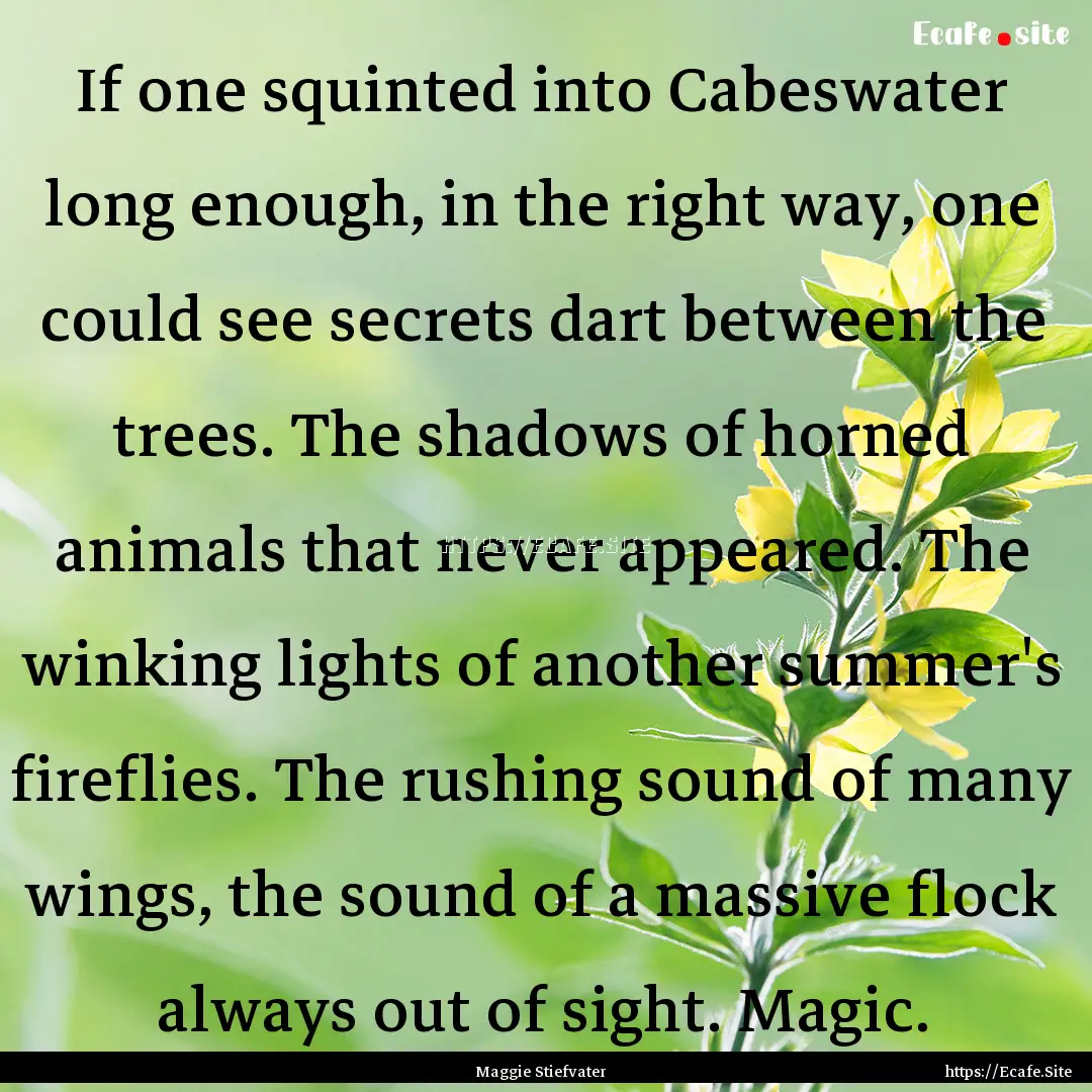 If one squinted into Cabeswater long enough,.... : Quote by Maggie Stiefvater