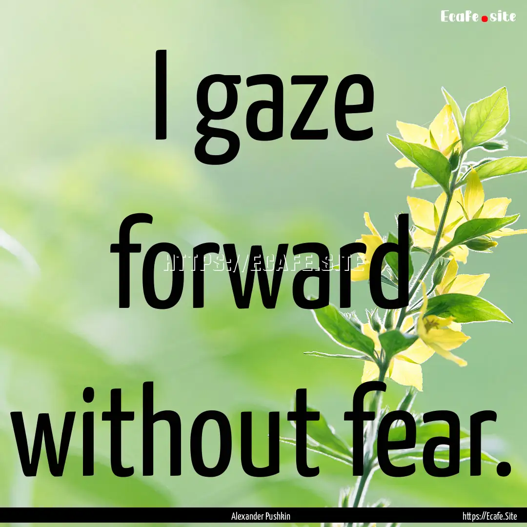 I gaze forward without fear. : Quote by Alexander Pushkin