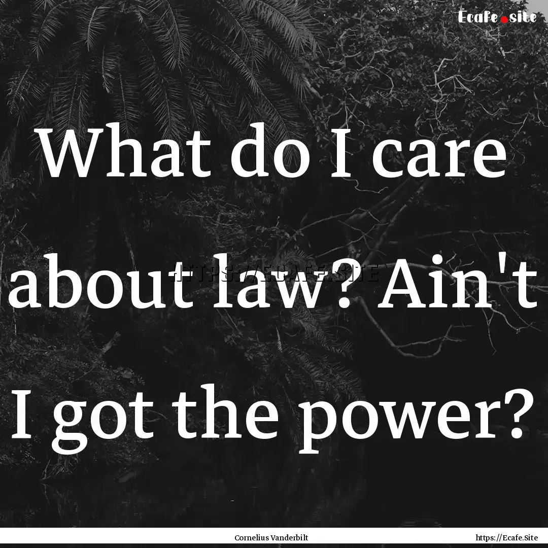 What do I care about law? Ain't I got the.... : Quote by Cornelius Vanderbilt