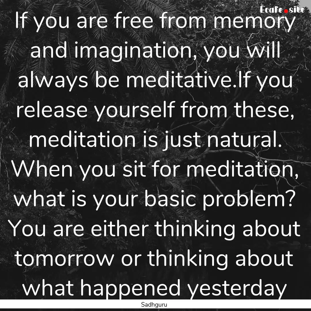 If you are free from memory and imagination,.... : Quote by Sadhguru