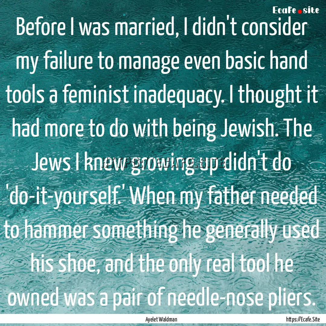 Before I was married, I didn't consider my.... : Quote by Ayelet Waldman