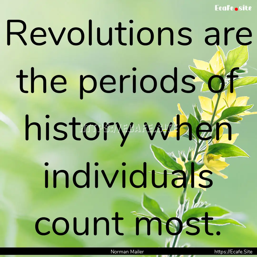 Revolutions are the periods of history when.... : Quote by Norman Mailer