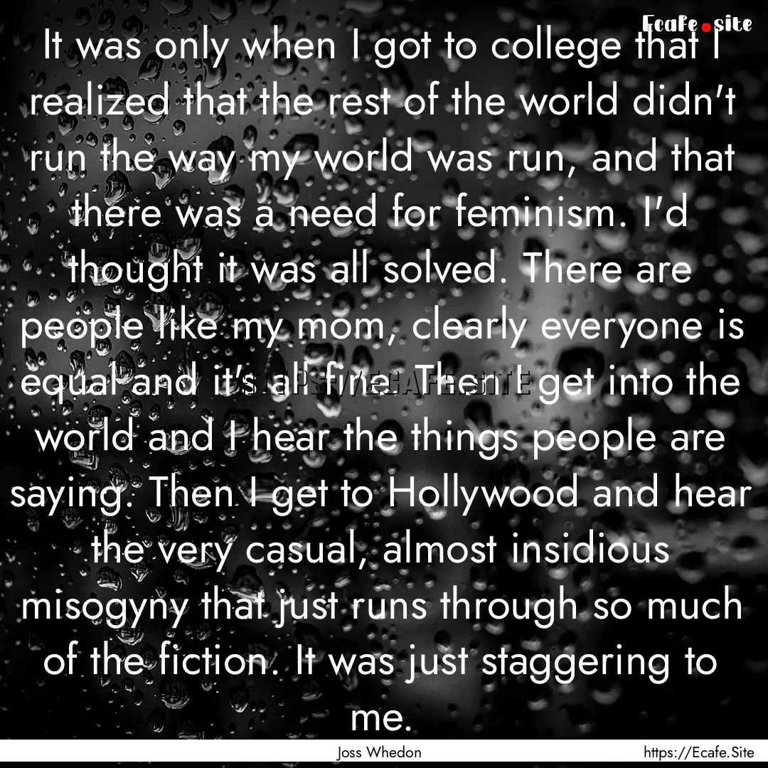 It was only when I got to college that I.... : Quote by Joss Whedon