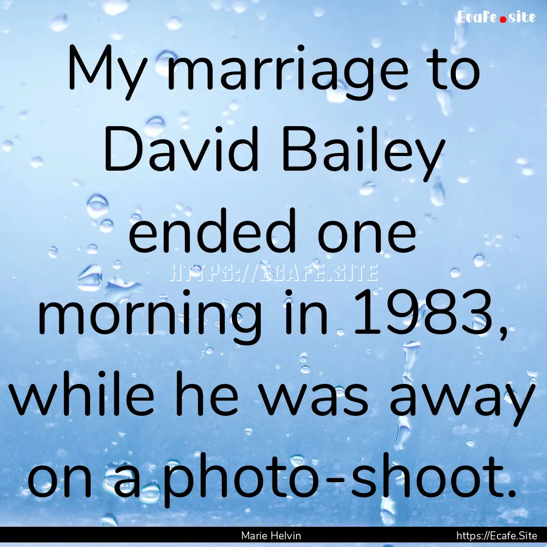 My marriage to David Bailey ended one morning.... : Quote by Marie Helvin