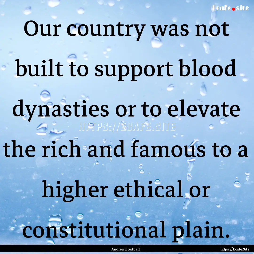 Our country was not built to support blood.... : Quote by Andrew Breitbart