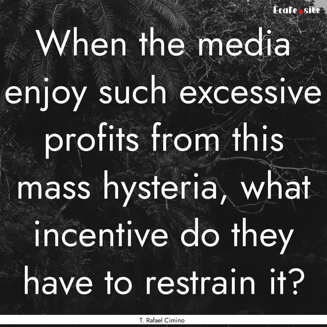 When the media enjoy such excessive profits.... : Quote by T. Rafael Cimino