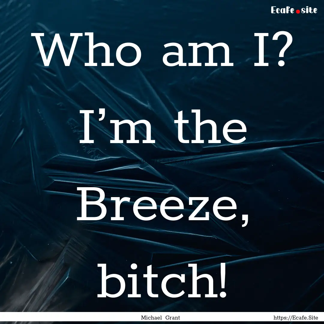 Who am I? I’m the Breeze, bitch! : Quote by Michael Grant