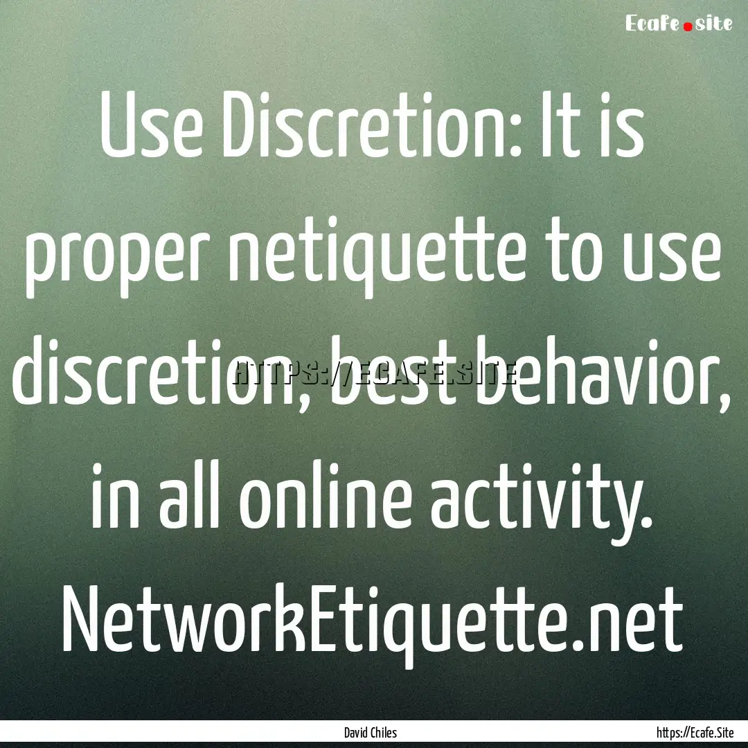 Use Discretion: It is proper netiquette to.... : Quote by David Chiles