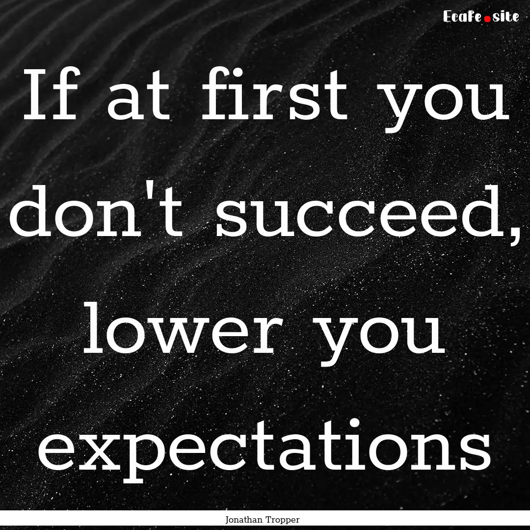 If at first you don't succeed, lower you.... : Quote by Jonathan Tropper