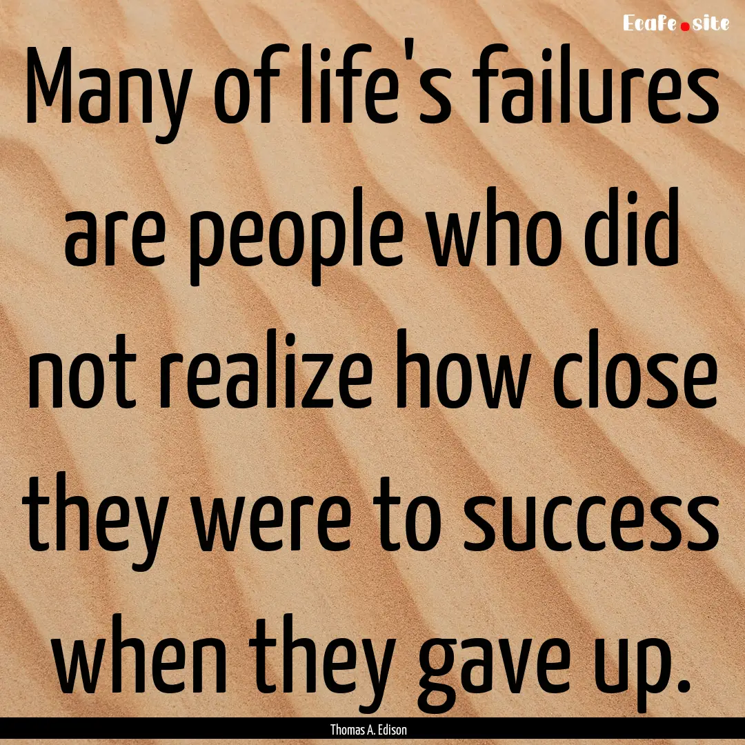 Many of life's failures are people who did.... : Quote by Thomas A. Edison