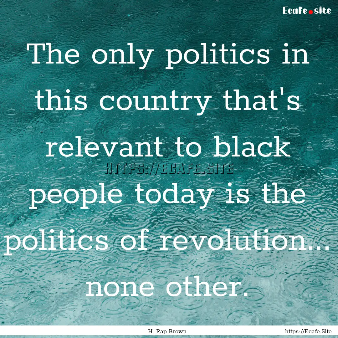 The only politics in this country that's.... : Quote by H. Rap Brown