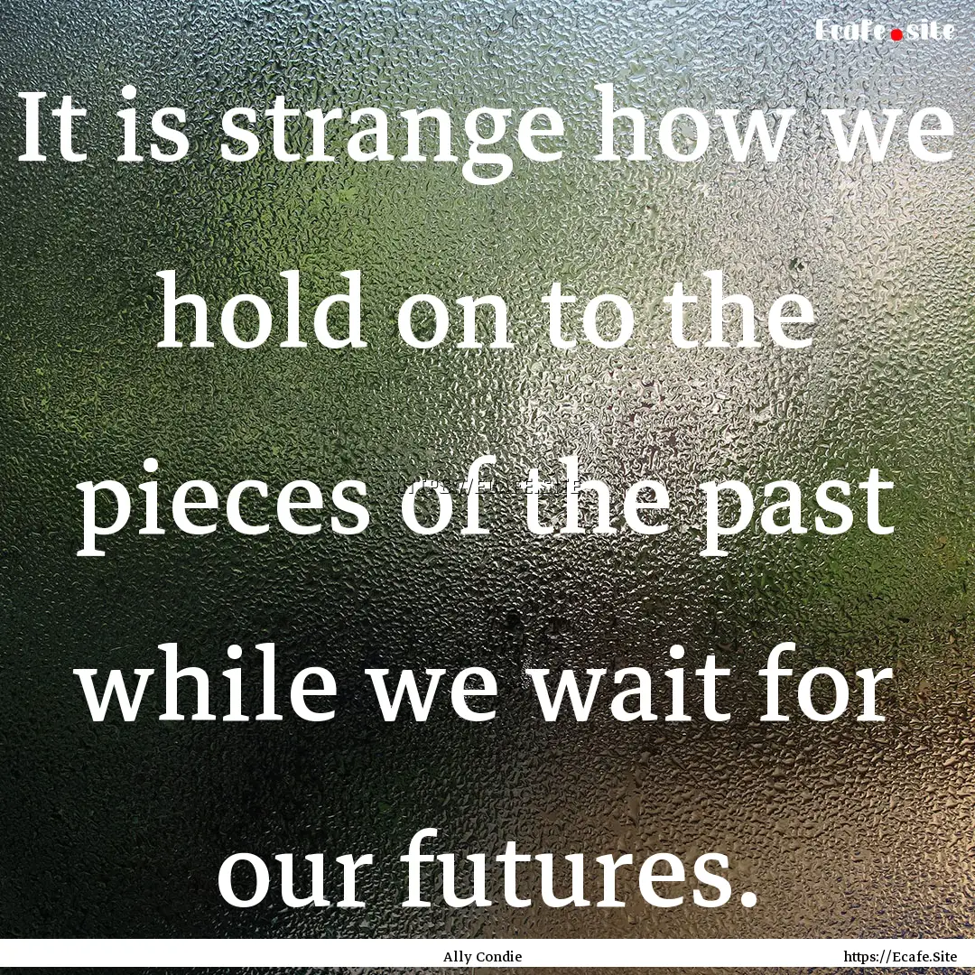 It is strange how we hold on to the pieces.... : Quote by Ally Condie