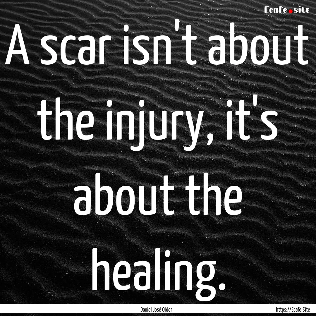 A scar isn't about the injury, it's about.... : Quote by Daniel José Older