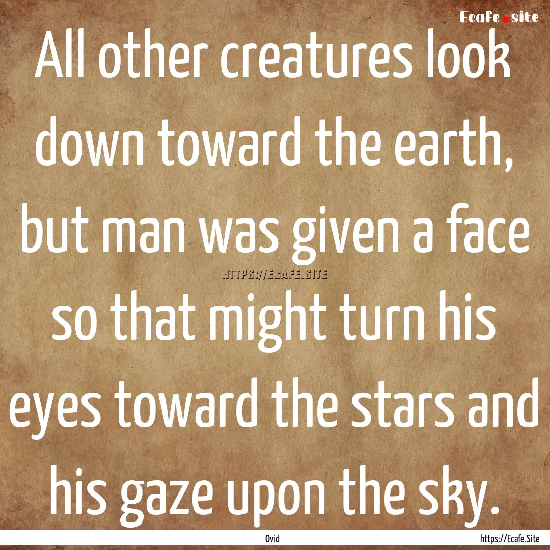 All other creatures look down toward the.... : Quote by Ovid