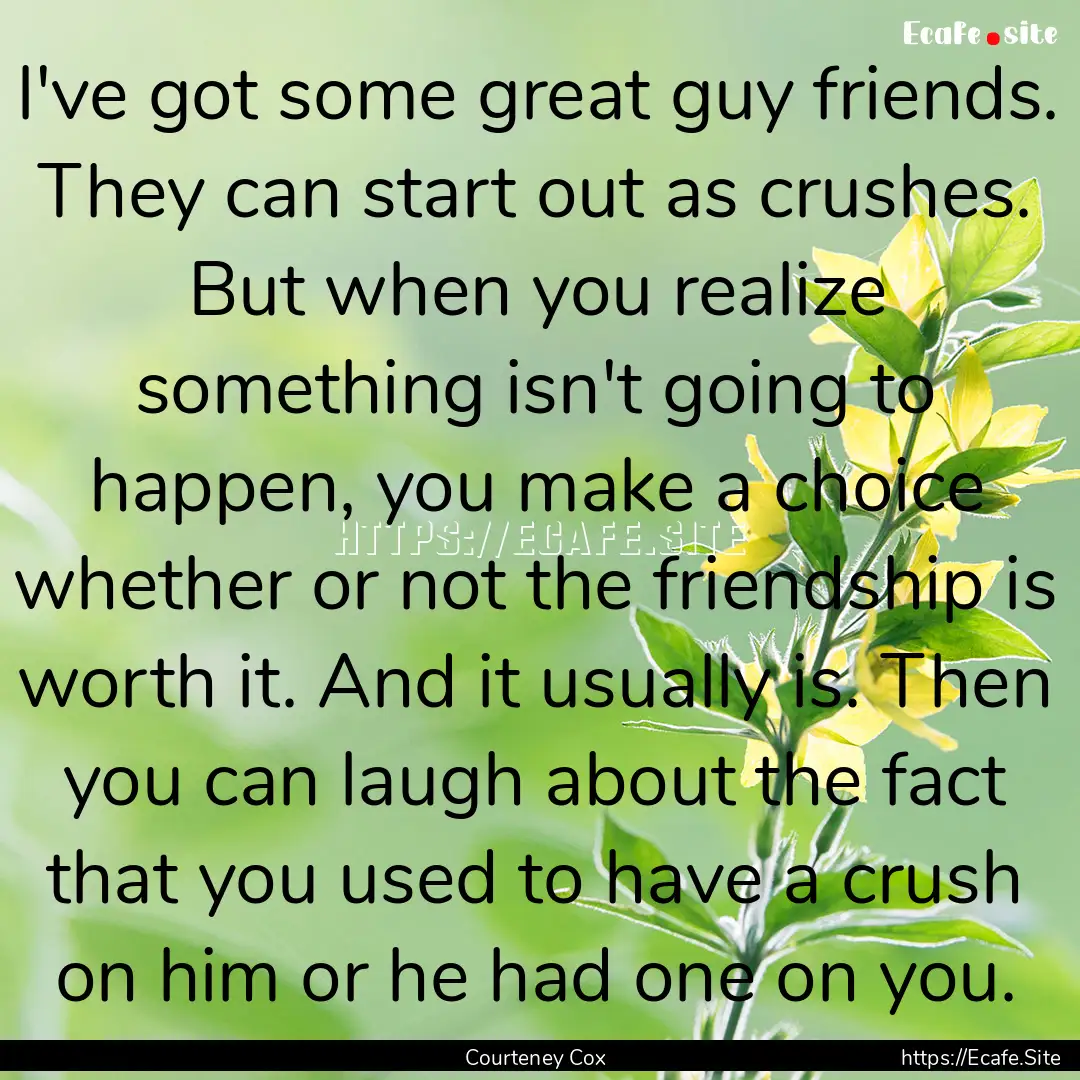 I've got some great guy friends. They can.... : Quote by Courteney Cox