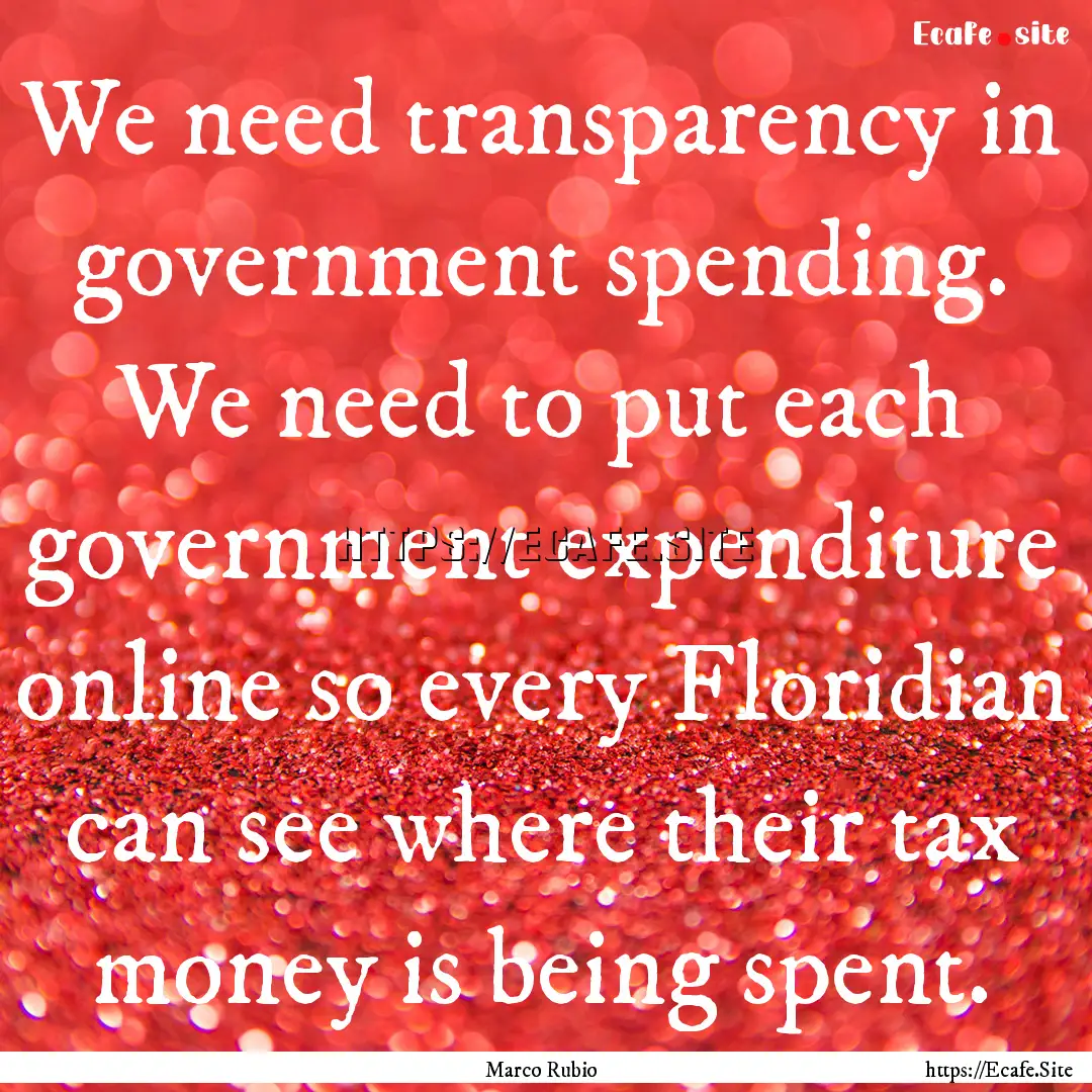 We need transparency in government spending..... : Quote by Marco Rubio