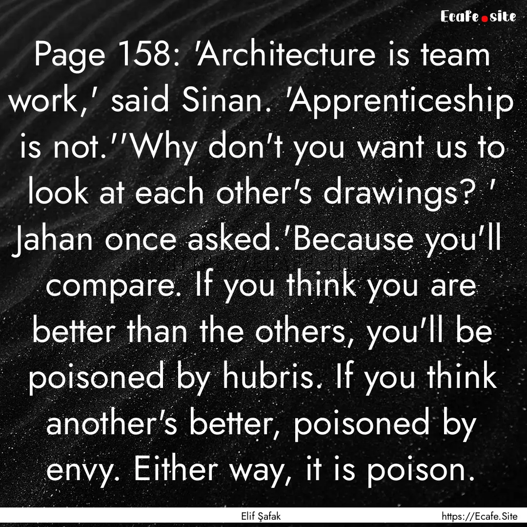 Page 158: 'Architecture is team work,' said.... : Quote by Elif Şafak