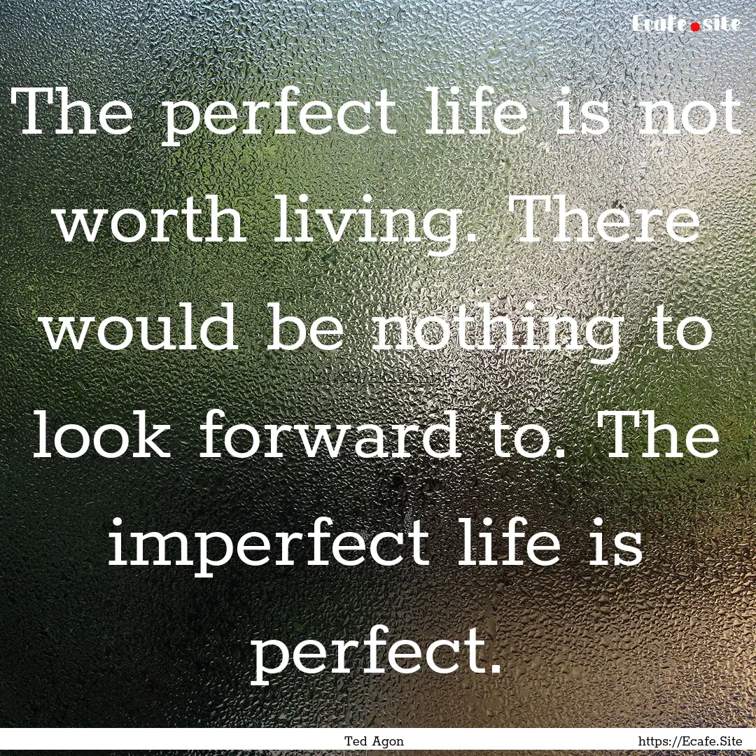 The perfect life is not worth living. There.... : Quote by Ted Agon