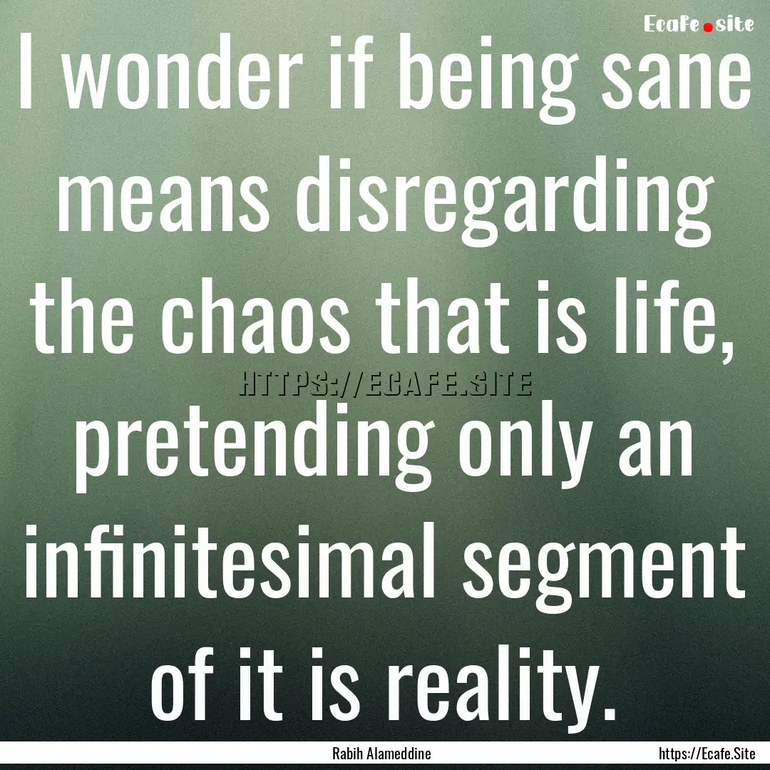 I wonder if being sane means disregarding.... : Quote by Rabih Alameddine