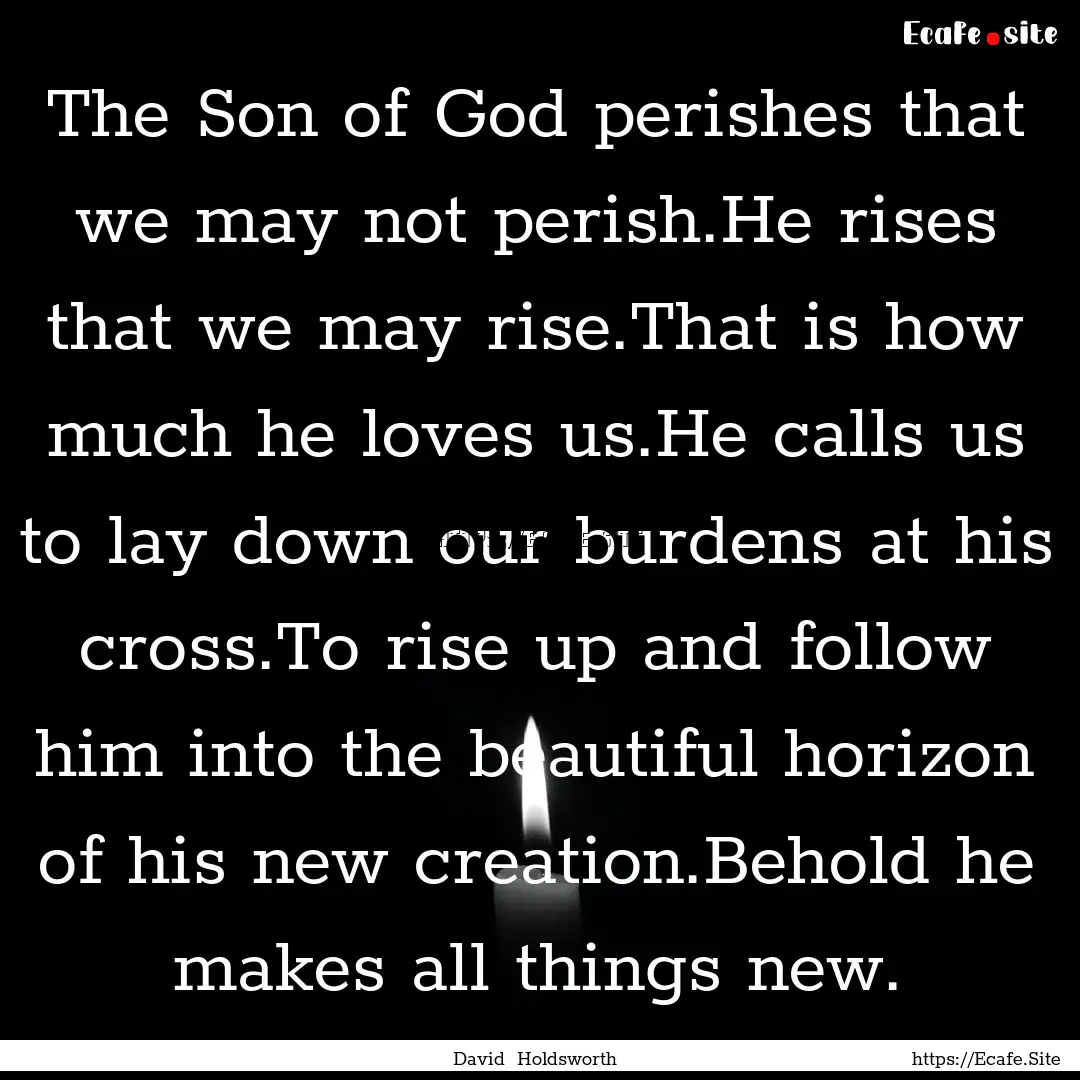 The Son of God perishes that we may not perish.He.... : Quote by David Holdsworth