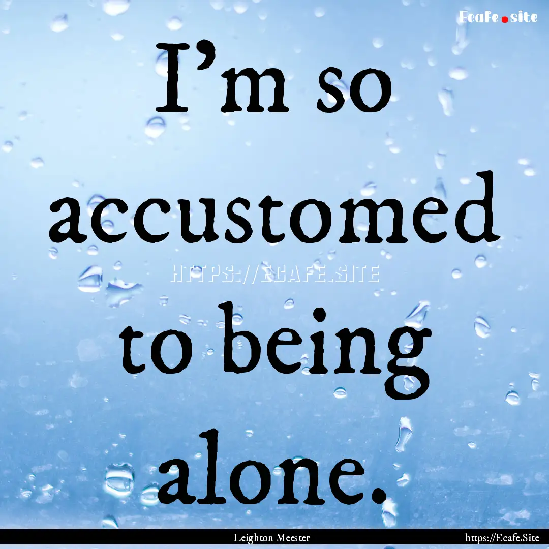 I'm so accustomed to being alone. : Quote by Leighton Meester