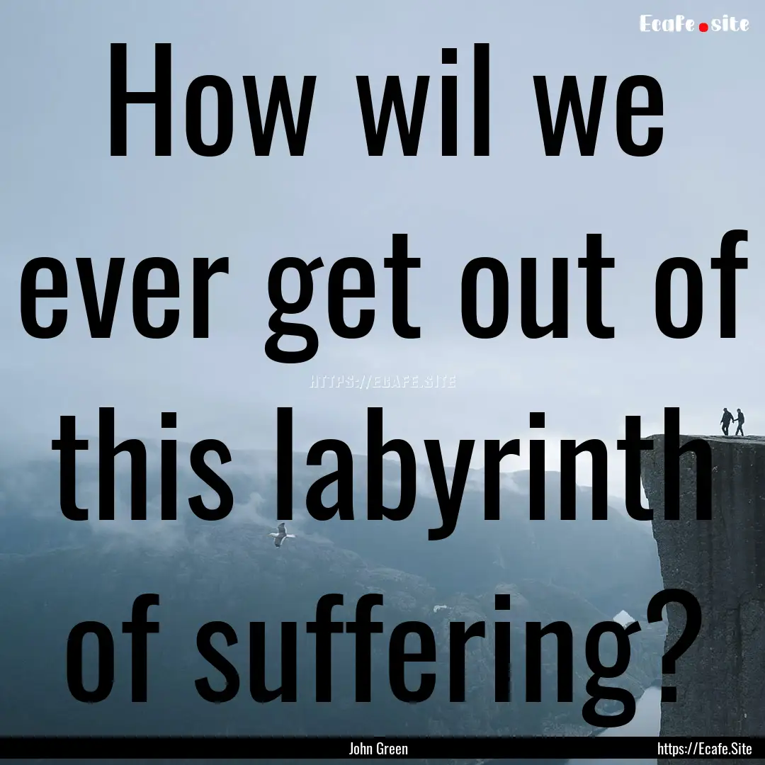 How wil we ever get out of this labyrinth.... : Quote by John Green