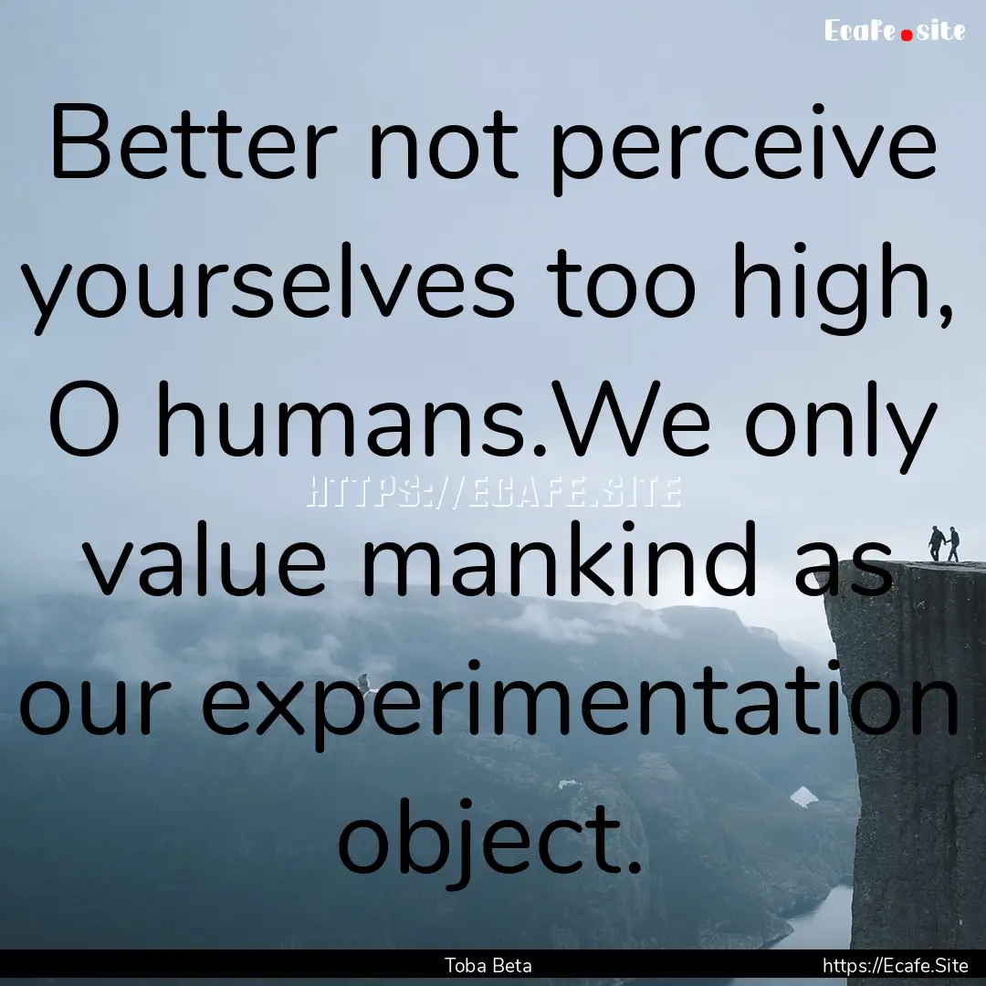 Better not perceive yourselves too high,.... : Quote by Toba Beta