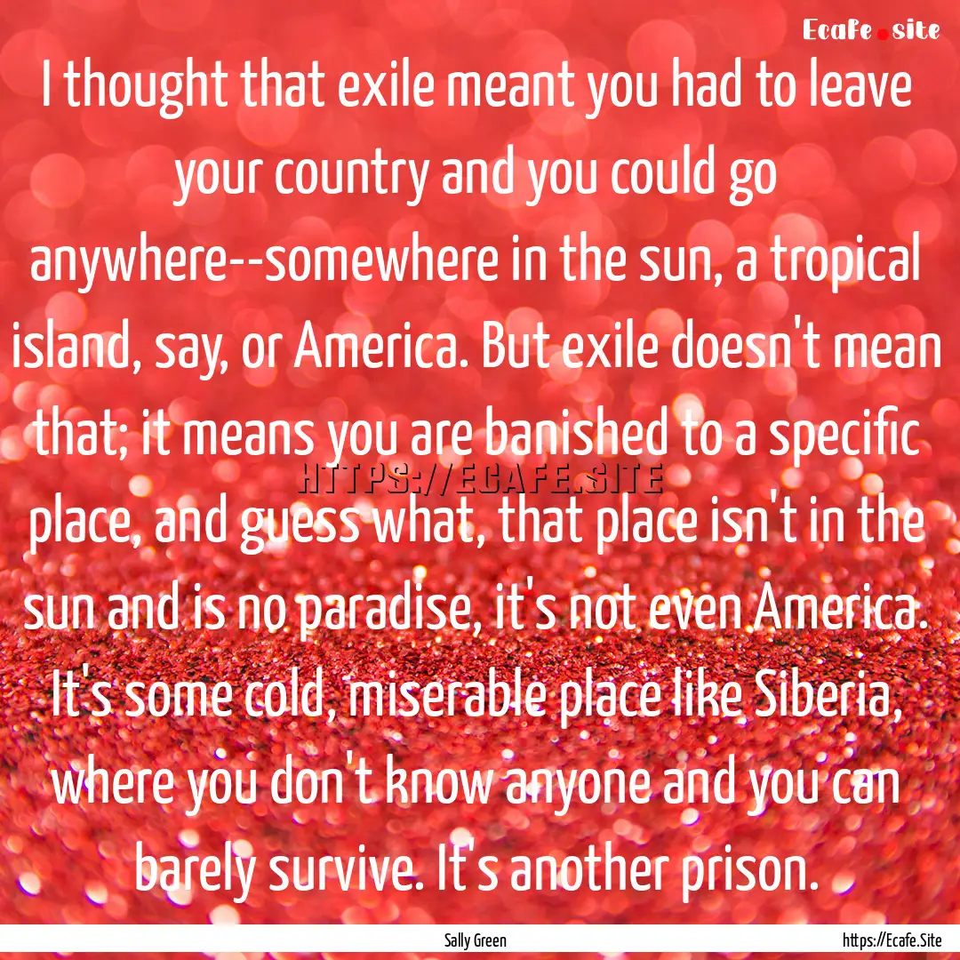 I thought that exile meant you had to leave.... : Quote by Sally Green