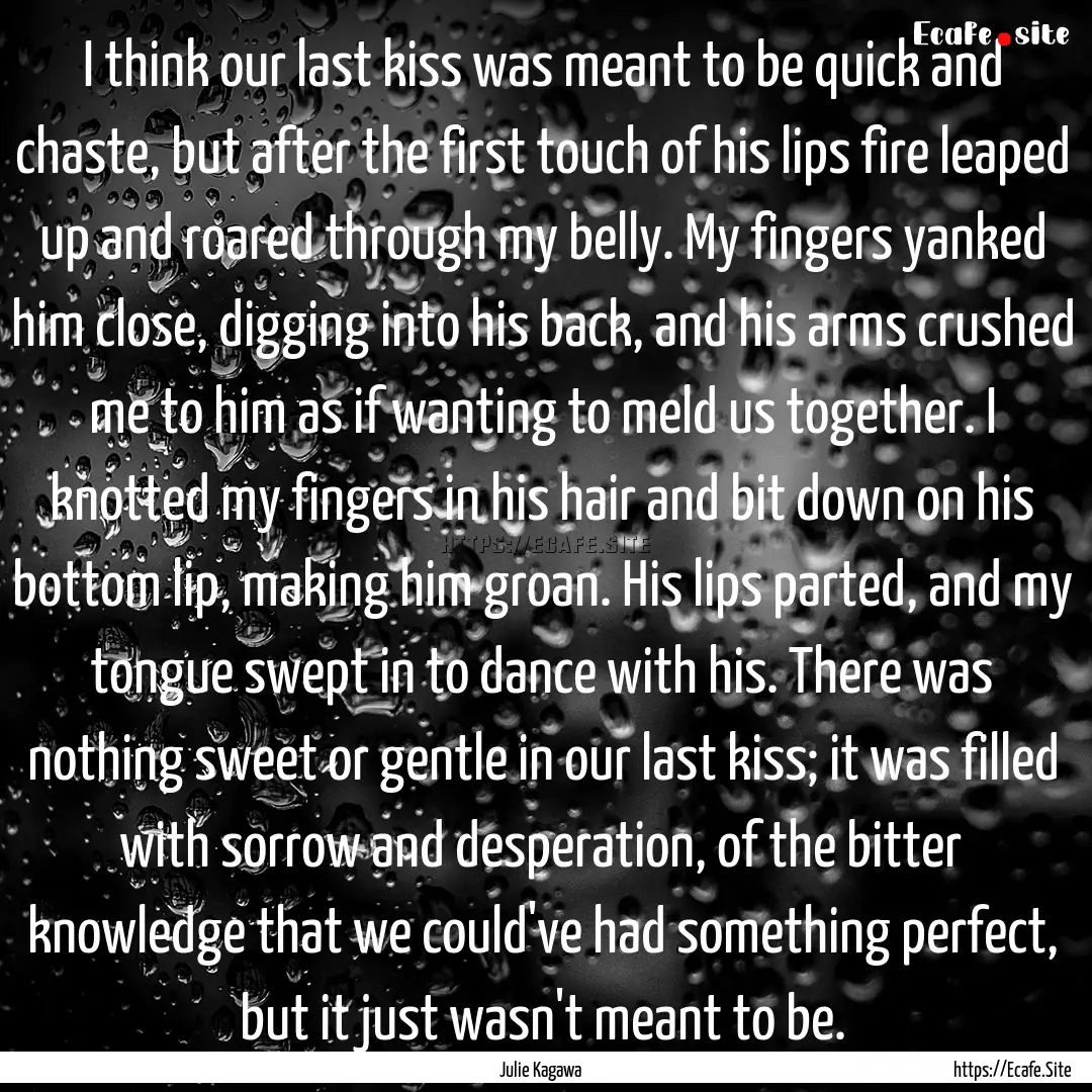 I think our last kiss was meant to be quick.... : Quote by Julie Kagawa