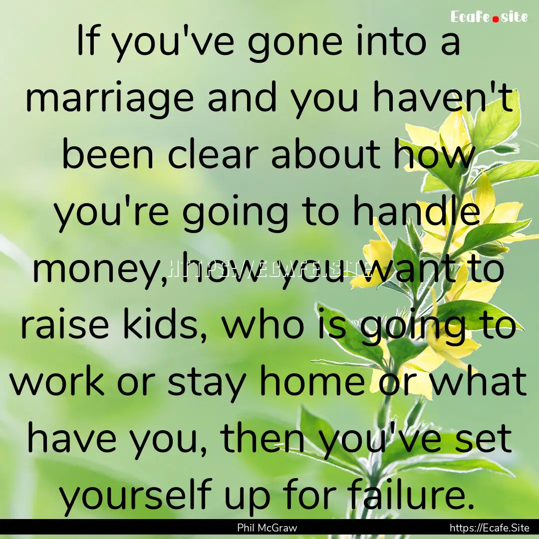 If you've gone into a marriage and you haven't.... : Quote by Phil McGraw