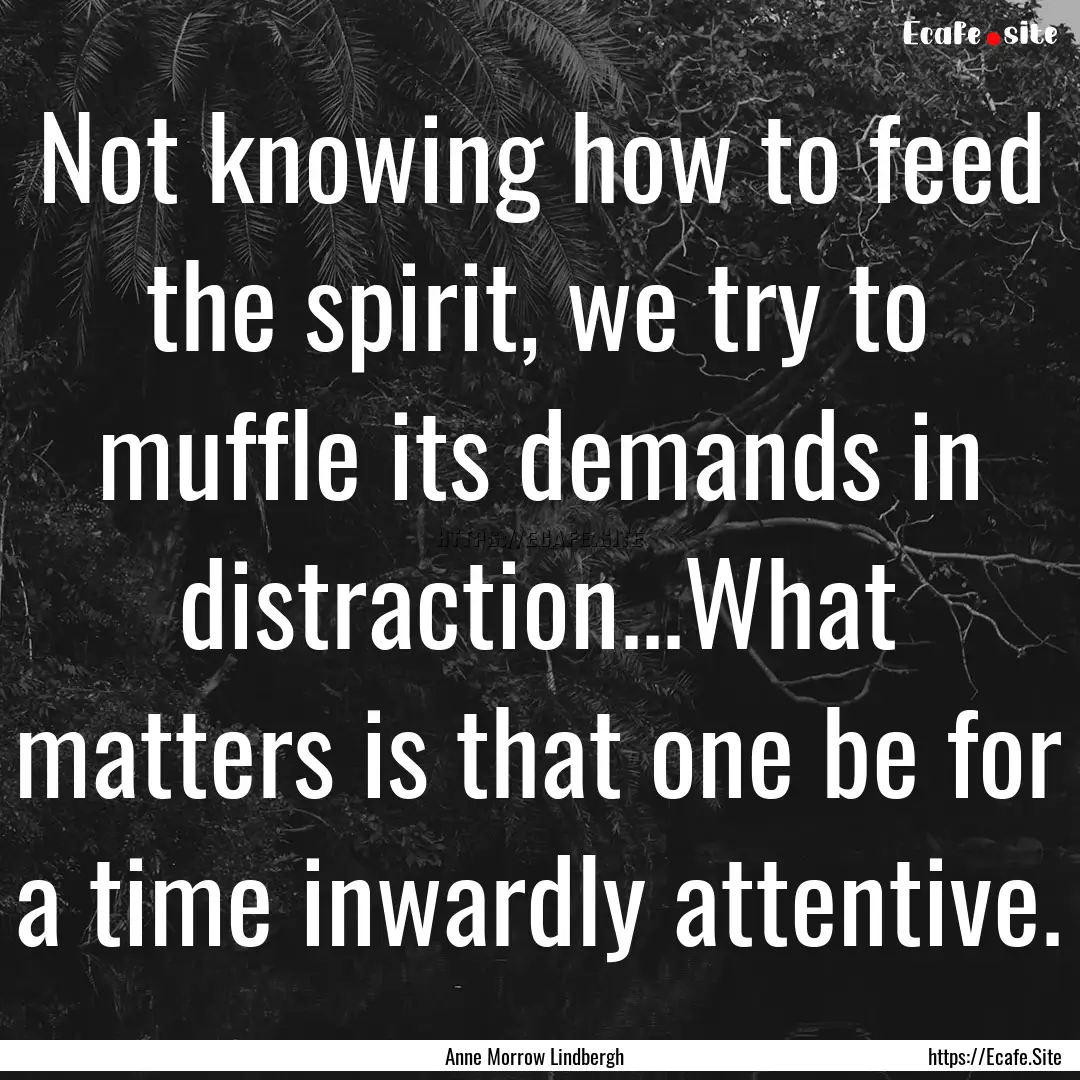 Not knowing how to feed the spirit, we try.... : Quote by Anne Morrow Lindbergh