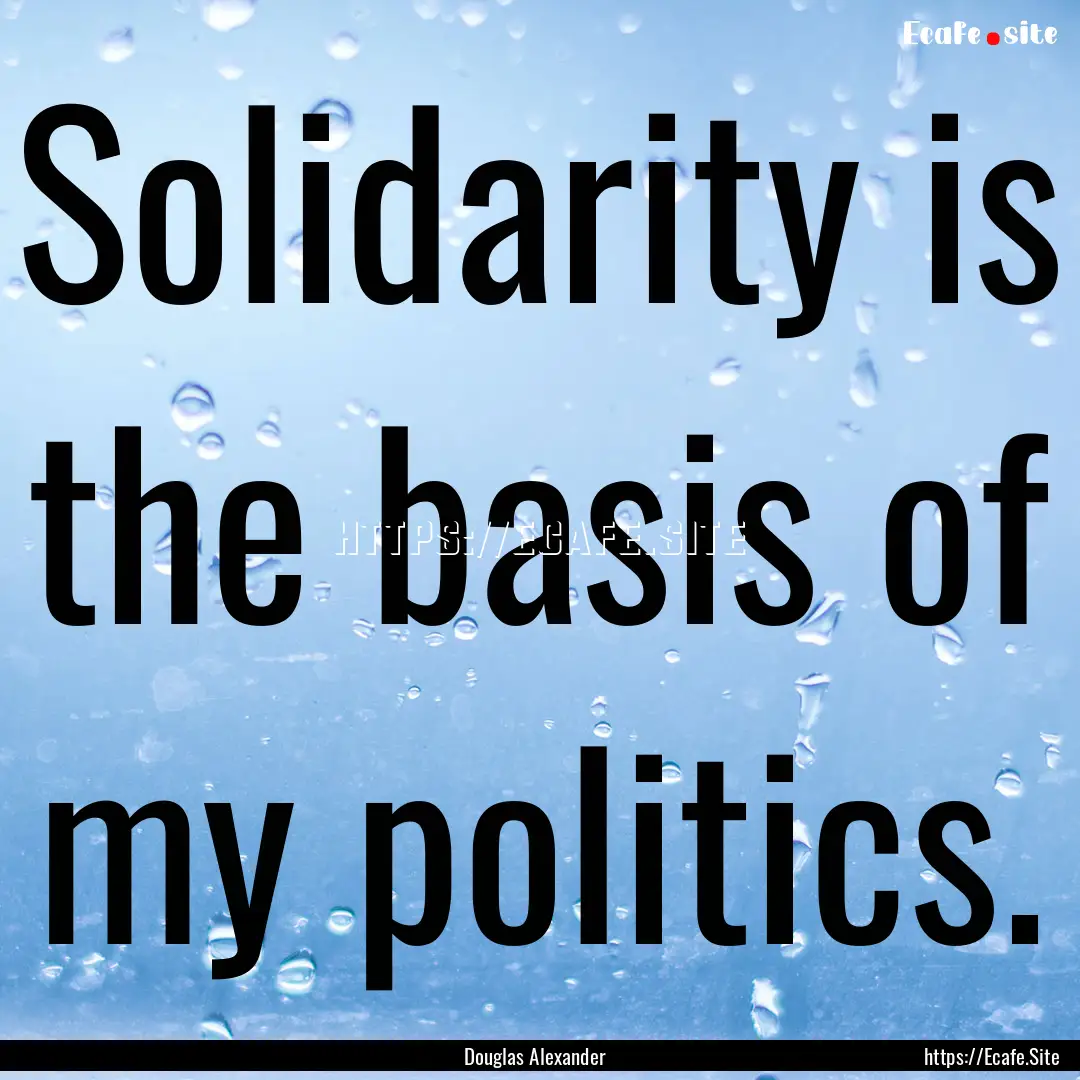 Solidarity is the basis of my politics. : Quote by Douglas Alexander