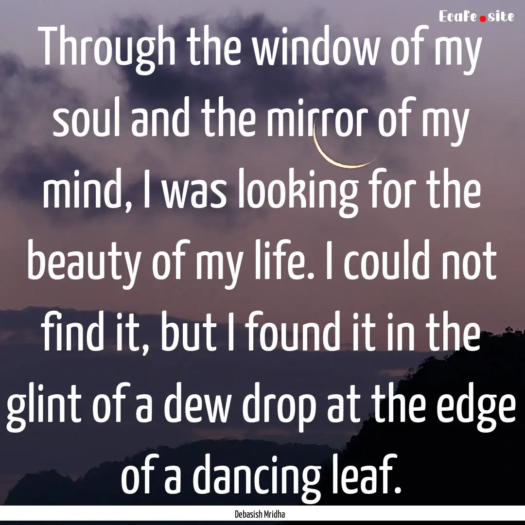 Through the window of my soul and the mirror.... : Quote by Debasish Mridha