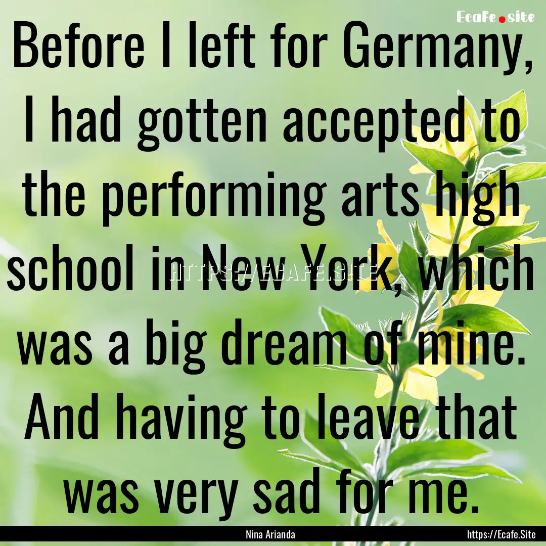 Before I left for Germany, I had gotten accepted.... : Quote by Nina Arianda