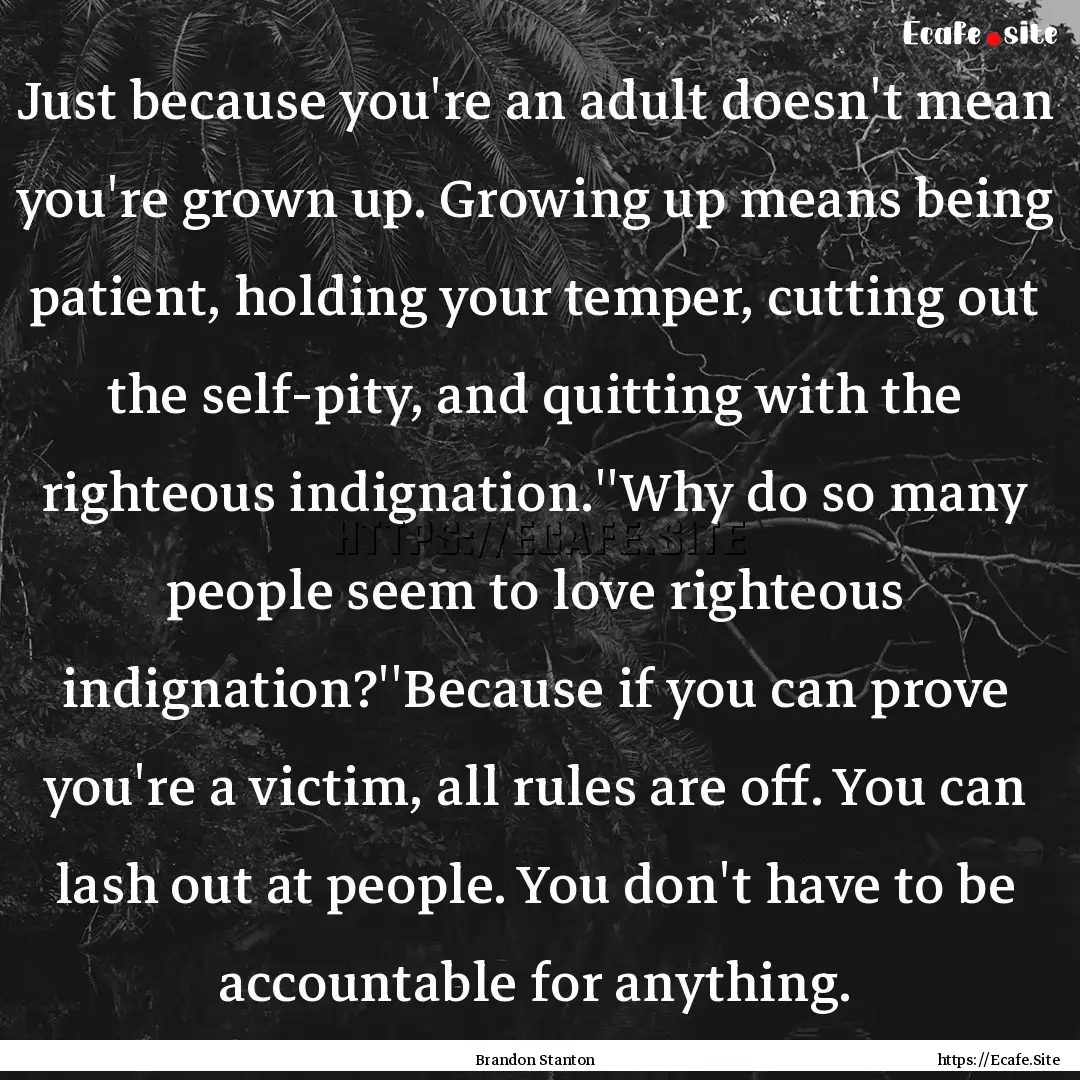 Just because you're an adult doesn't mean.... : Quote by Brandon Stanton