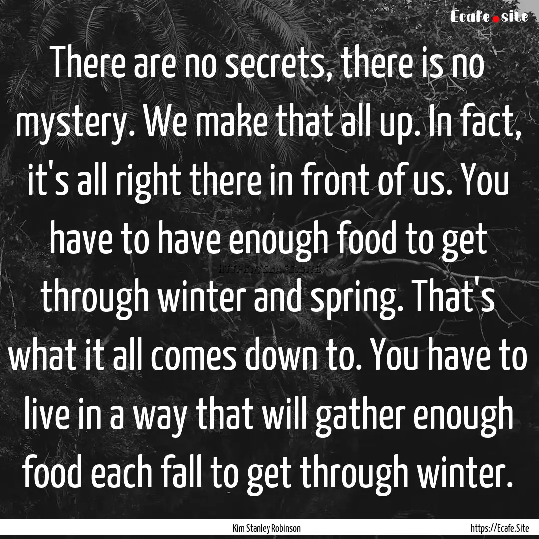 There are no secrets, there is no mystery..... : Quote by Kim Stanley Robinson