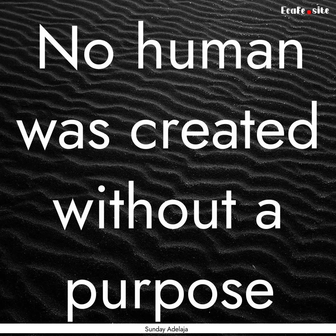 No human was created without a purpose : Quote by Sunday Adelaja