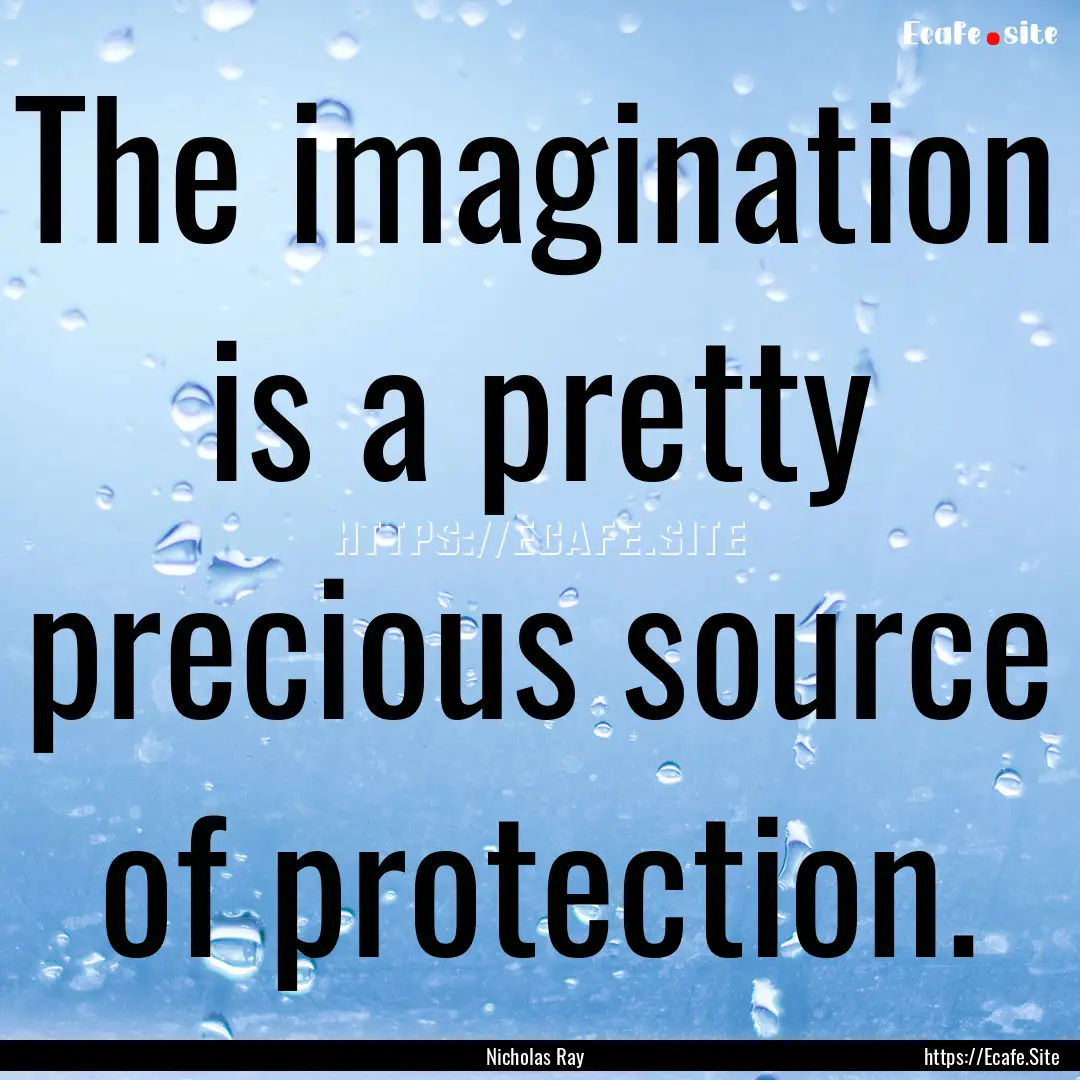 The imagination is a pretty precious source.... : Quote by Nicholas Ray