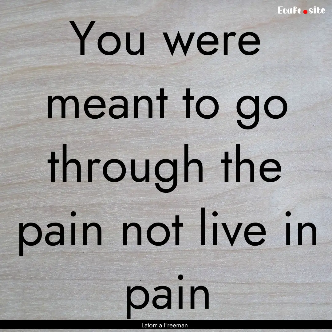 You were meant to go through the pain not.... : Quote by Latorria Freeman