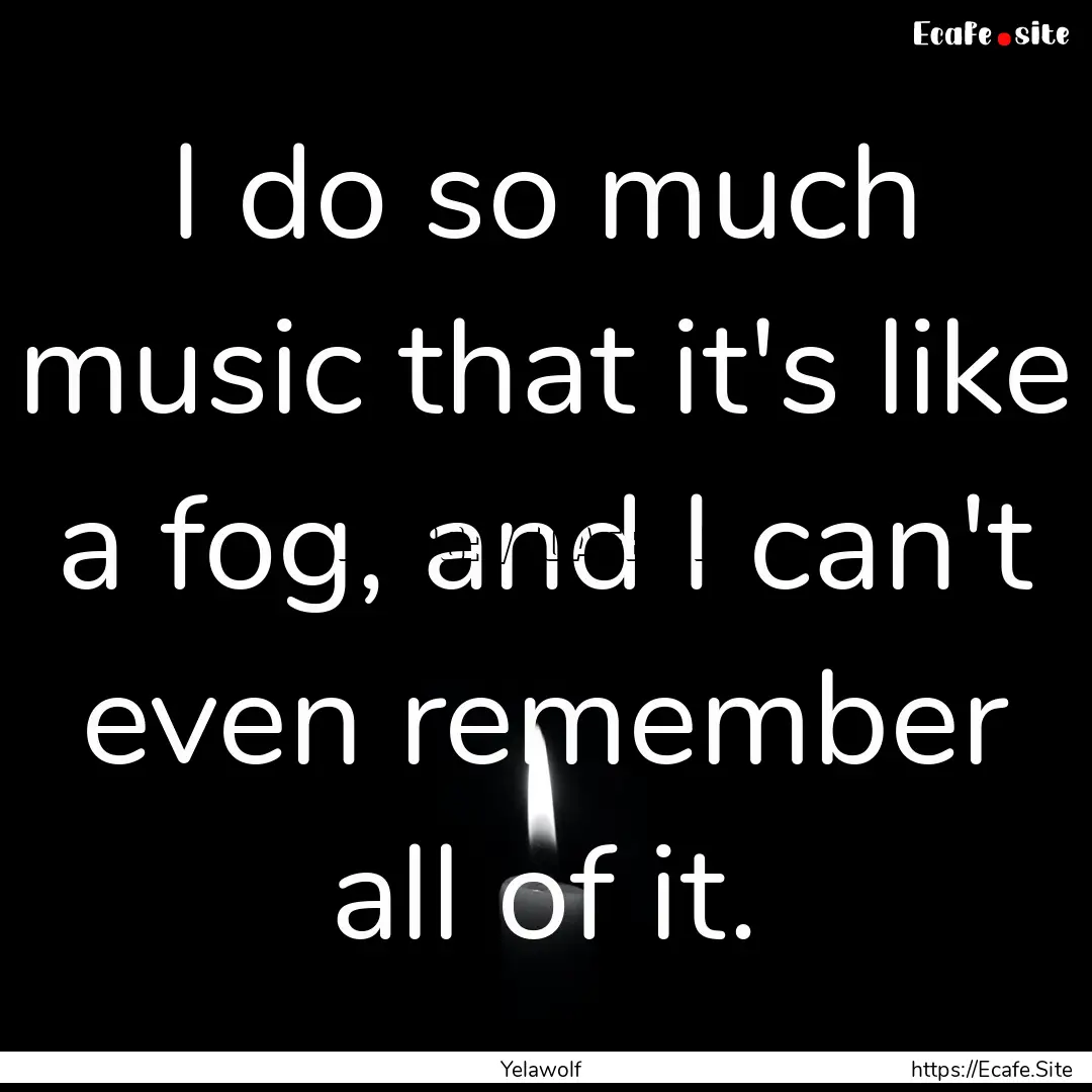 I do so much music that it's like a fog,.... : Quote by Yelawolf