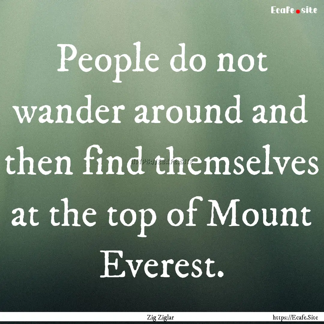 People do not wander around and then find.... : Quote by Zig Ziglar