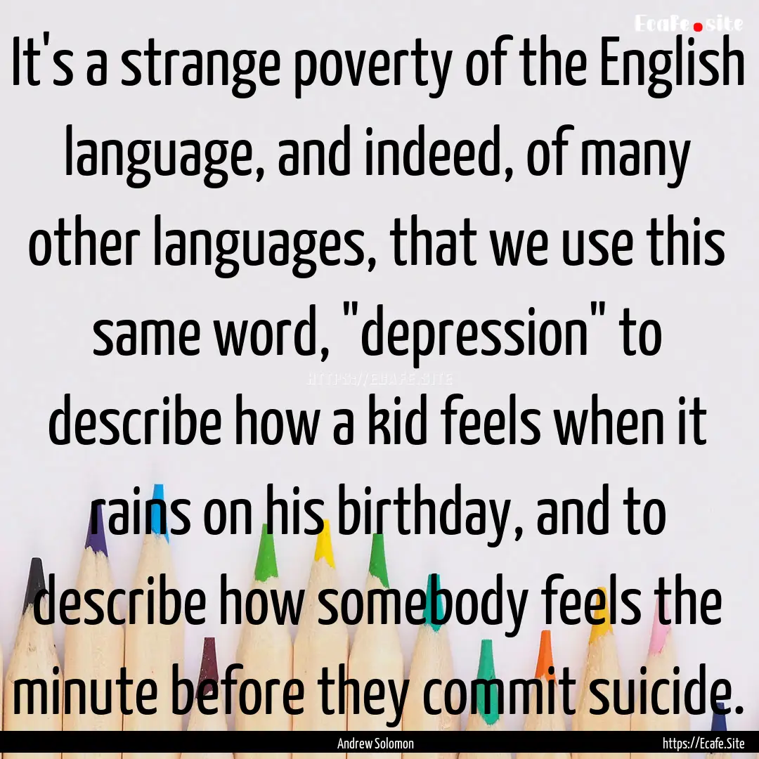 It's a strange poverty of the English language,.... : Quote by Andrew Solomon