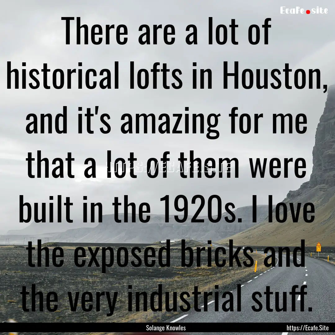 There are a lot of historical lofts in Houston,.... : Quote by Solange Knowles